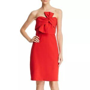 NWT Sam Edelman Strapless Bow-Detail Mini Red Dress
